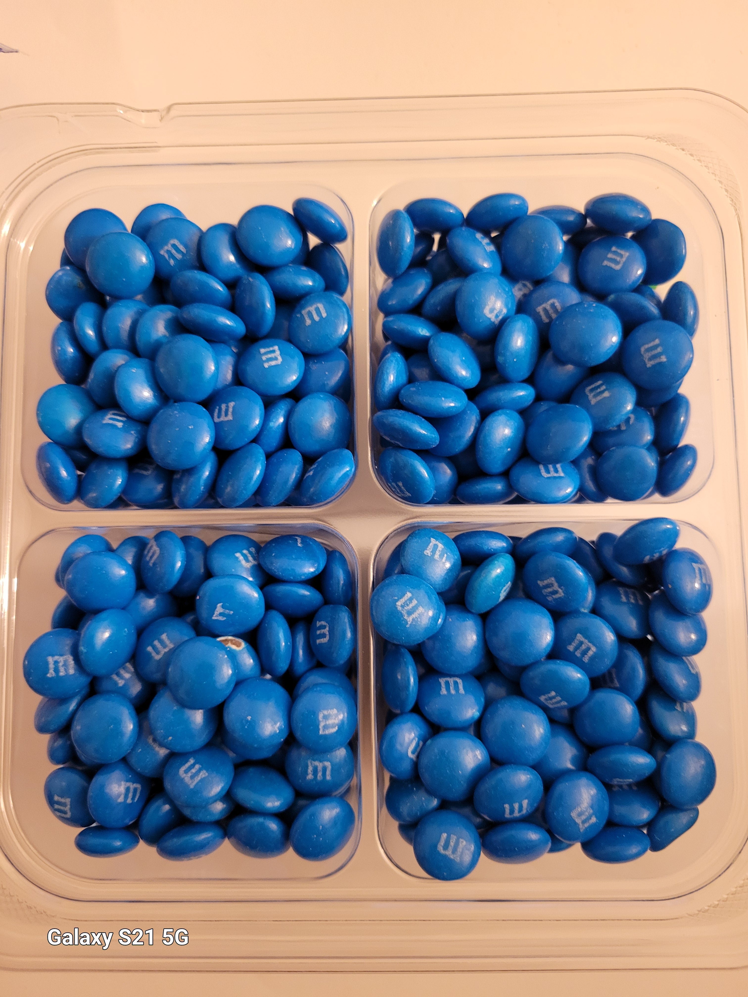 Blue M&Ms, quadruple share pack, 2 pounds, milk chocolate.